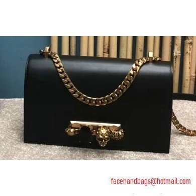 Alexander Mcqueen Jewelled Satchel Bag Smooth Calf Leather Black/Gold