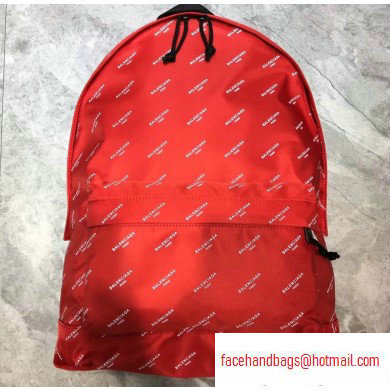 Balenciaga Nylon Explorer Large Backpack Bag All Over Logo Red