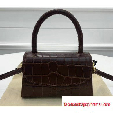 By Far Mini Bag in Croco Embossed Leather Coffee