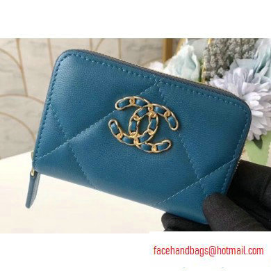 Chanel 19 Leather Zipped Coin Purse AP0949 Dark Turquoise 2020