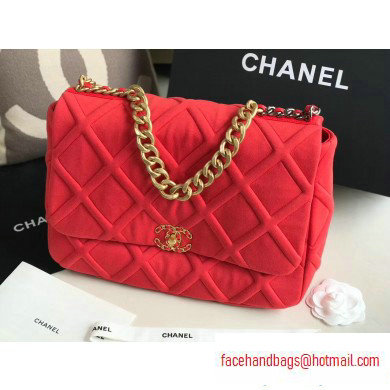 Chanel 19 Maxi Jersey Flap Bag AS1162 Red 2020