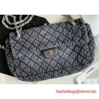 Chanel Denim Large Classic Flap Bag Gray 2020