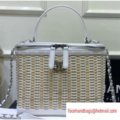 Chanel Rattan Basket Large Vanity Case Bag AS1347 White 2020