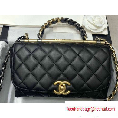 Chanel Small Frame Flap Bag with Chain Top Handle AS1749 Black 2020