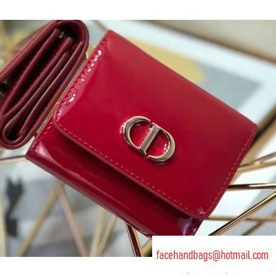 Dior Medium 30 Montaigne Patent Calfskin Lotus Wallet Red 2020