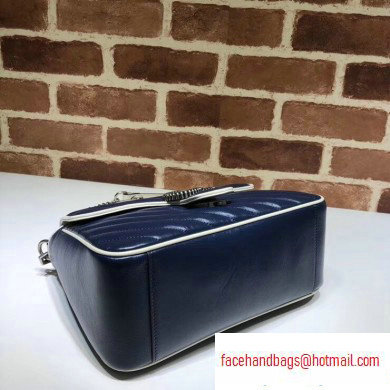 Gucci Diagonal GG Marmont Small Top Handle Bag 498110 Blue/White 2020