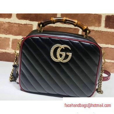 Gucci GG Marmont Small Shoulder Bag with Bamboo 602270 Black/Red 2020