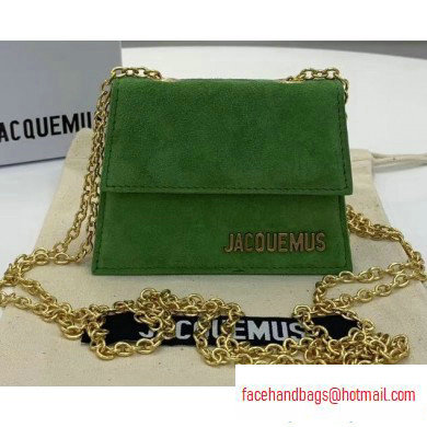 Jacquemus Leather Le Piccolo Micro Chain Bag Suede Green