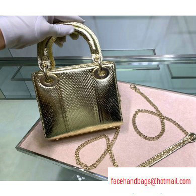 Lady Dior Mini Bag with Chain in Python Gold - Click Image to Close