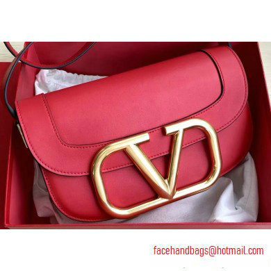 Valentino Supervee Calfskin Crossbody Large Bag Red/Gold 2020