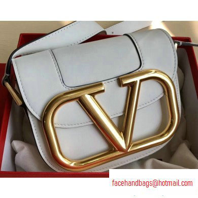 Valentino Supervee Calfskin Crossbody Small Bag White/Gold 2020