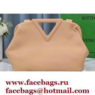 Bottega Veneta Point Leather Top Handle Medium Bag Apricot 2021