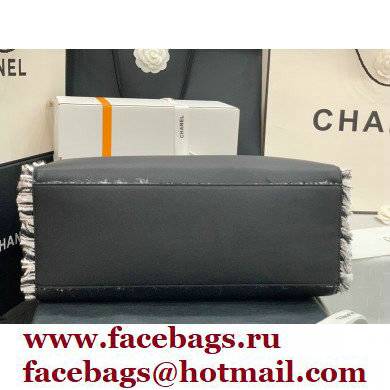 Chanel Calfskin/Tweed Shopping Tote Bag AS8485 Black 2021 - Click Image to Close