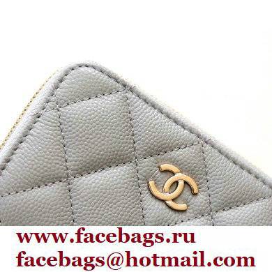 Chanel Classic Zipped Coin Purse AP0216 in Original Grained Calfskin Light Gray - Click Image to Close