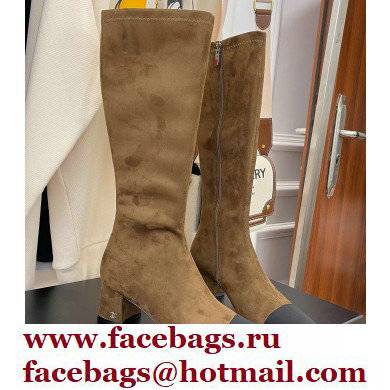 Chanel Heel 5cm High Boots Suede Camel 2021