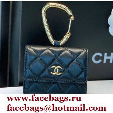 Chanel Lambskin Card Holder with Jewel Hook AP2397 Black/Gold 2021