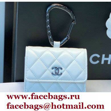 Chanel Lambskin Card Holder with Jewel Hook AP2397 White 2021