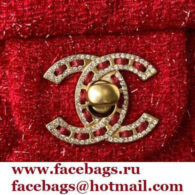 Chanel Tweed Medium Classic Flap Bag AS2820 Red 2021 - Click Image to Close