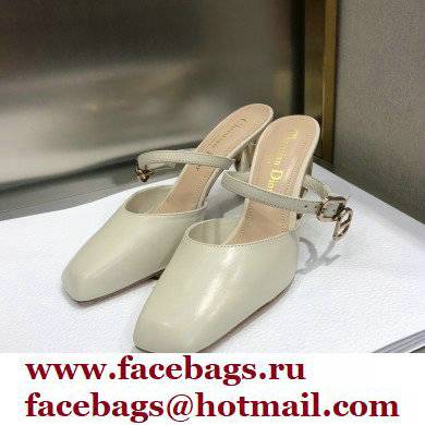Dior Heel 9cm Calfskin Rhodes Mules White 2021