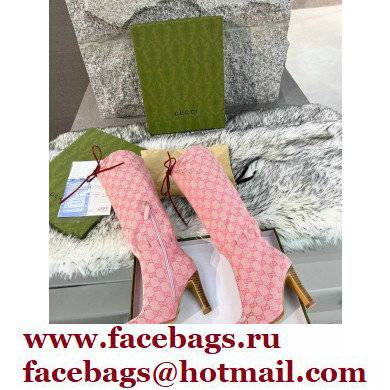 Gucci 8.5cm heel GG Canvas Mid-Heel Boots Pink