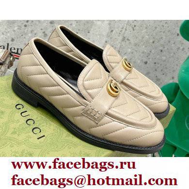 Gucci Chevron Leather Loafers with Double G 670399 Beige 2021