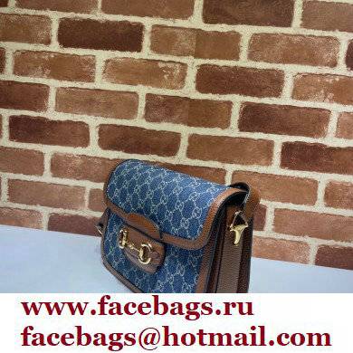 Gucci Horsebit 1955 Small Shoulder Bag 602204 GG Denim Blue 2021 - Click Image to Close
