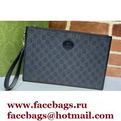 Gucci Pouch Clutch bag with Interlocking G 672953 Black 2021 - Click Image to Close