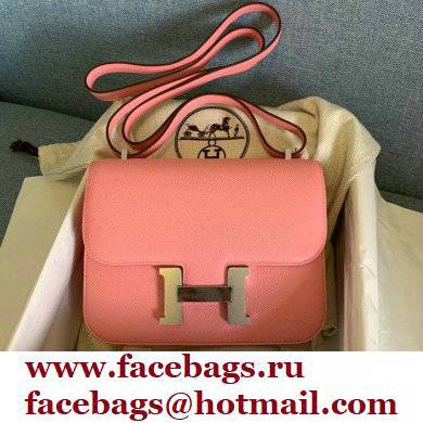 Hermes Constance 18 in original Epsom Leather rose confetti with silver Hardware