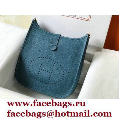 Hermes Evelyne III PM Bag Denim Blue with Gold Hardware Half Handmade