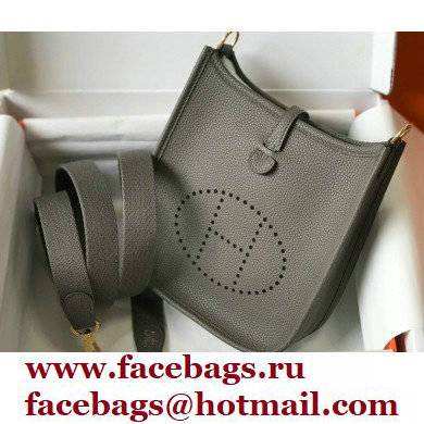Hermes Mini Evelyne Bag Etain Grey with Gold Hardware Half Handmade - Click Image to Close