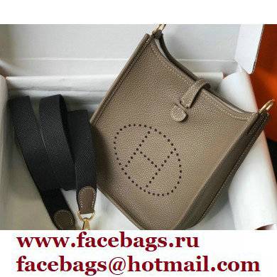 Hermes Mini Evelyne Bag Etoupe with Gold Hardware Half Handmade