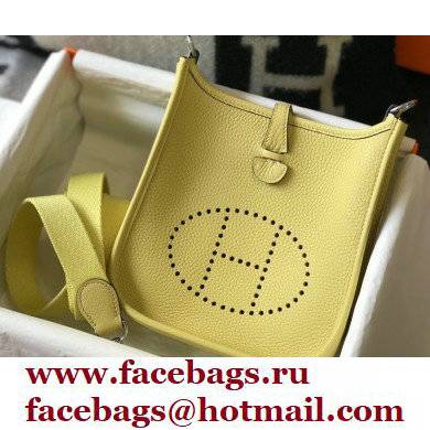 Hermes Mini Evelyne Bag Light Yellow with Silver Hardware