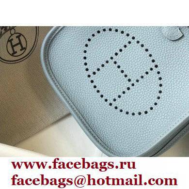 Hermes Mini Evelyne Bag Linen Blue with Silver Hardware - Click Image to Close