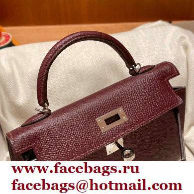 Hermes Mini Kelly II Handbag bordeaux original epsom leather - Click Image to Close
