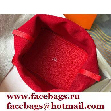 Hermes Picotin Lock 18/22 Bag Red with Silver Hardware - Click Image to Close