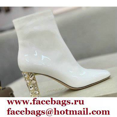 Jimmy Choo Heel 8cm Maine Ankle Boots Patent White with Crystal Heel 2021 - Click Image to Close