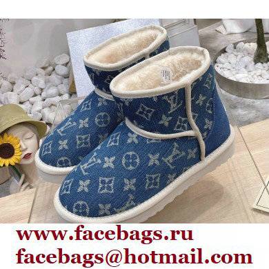 UGG x Louis Vuitton Shearling Lining Ankle Boots Blue 2021