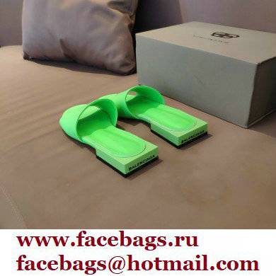 Balenciaga Squared Heel 2.5cm Box Sandals Logo Back Green 2021