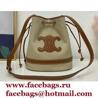 Celine Seau Marin Bucket Bag in Textile and Calfskin
