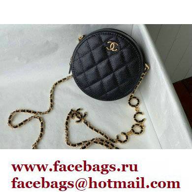 Chanel Grained Calfskin Round Clutch with Coco Chain Bag Black 2021