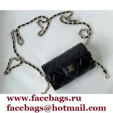 Chanel Lipstick Case Mini Bag with Chain Black 2021