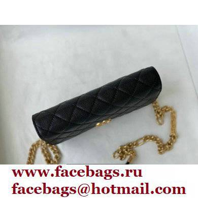 Chanel Plate Logo Grained Calfskin Wallet on Chain WOC Bag Black 2021 - Click Image to Close