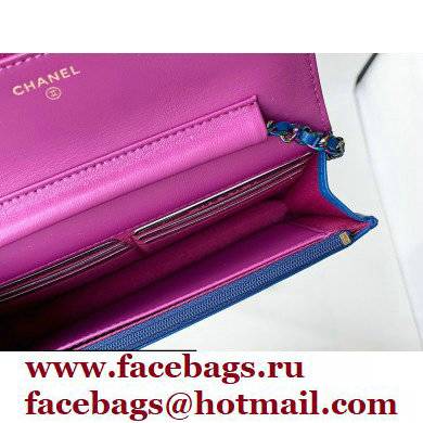 Chanel Rainbow Hardware Wallet on Chain WOC Bag Blue/Fuchsia 2021 - Click Image to Close