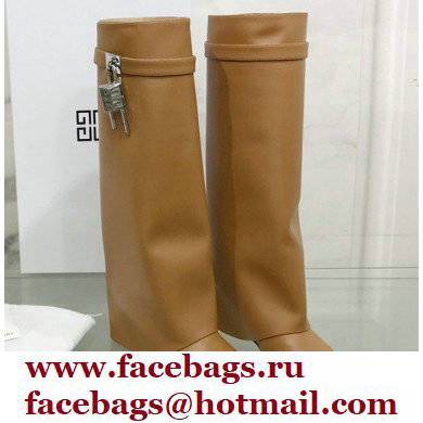 Givenchy Heel 9.5cm Shark Lock Pant Boots in Leather Camel 2021