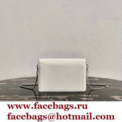 Prada Brushed Leather Shoulder Bag 1BH189 White 2021