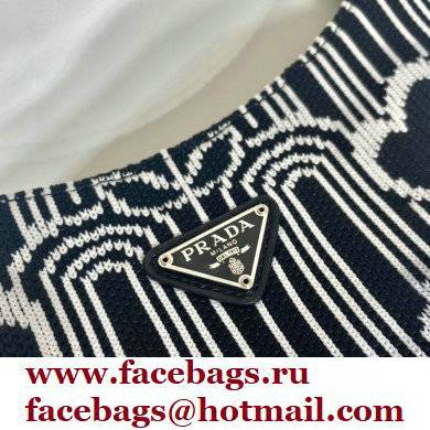 Prada Cleo Jacquard knit and Leather Shoulder Bag 1BC499 Black/White 2021 - Click Image to Close