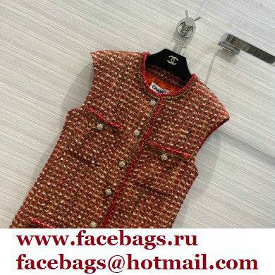 chanel 2021 FALL WINTER red tweed dress