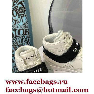 Celine High Sneakers Ct-03 With Velcro In Calfskin White/Black 2022 - Click Image to Close