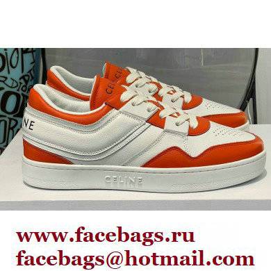Celine Trainer Low Lace-up Sneakers In Calfskin White/Orange 2022