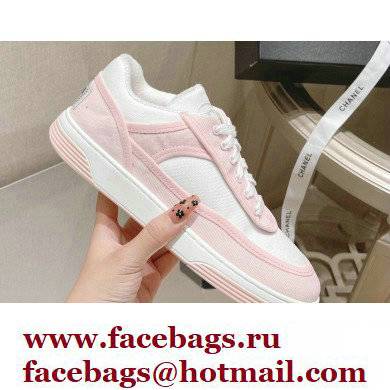 Chanel Canvas Logo Sneakers White/Pink 2022